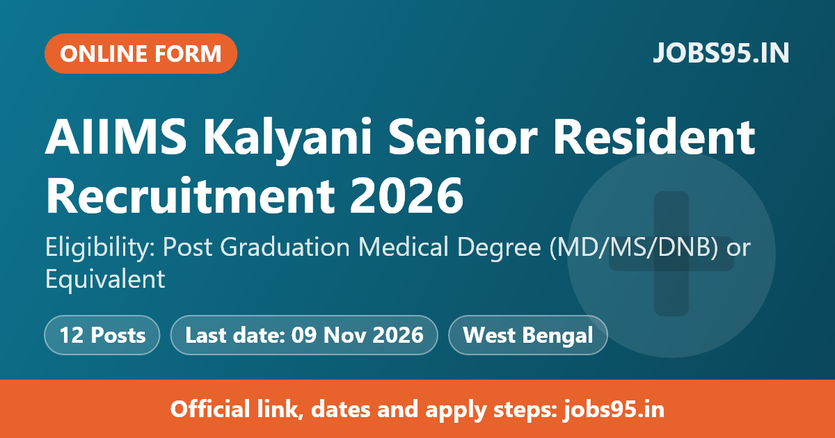 AIIMS Kalyani Senior Resident Recruitment 2026 – Apply Online for 12 Posts
