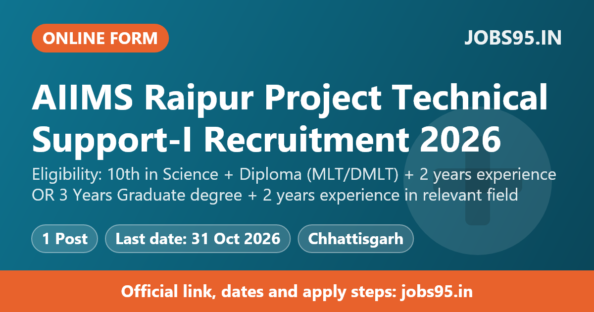 AIIMS Raipur Project Technical Support-I Recruitment 2026 – Apply Online