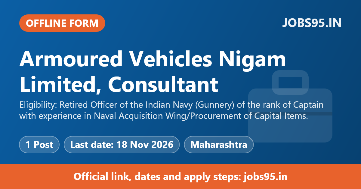 Armoured Vehicles Nigam Limited, Consultant – Business Development, 2026, Apply Offline