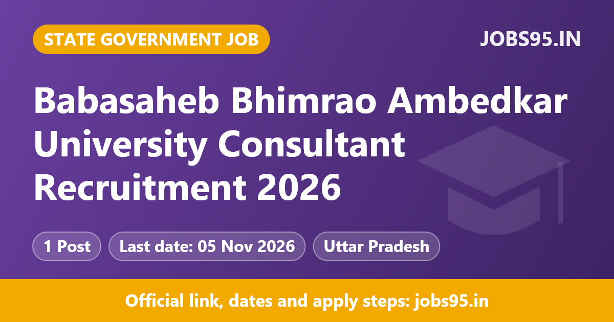 Babasaheb Bhimrao Ambedkar University Consultant Recruitment 2026 – Apply Offline
