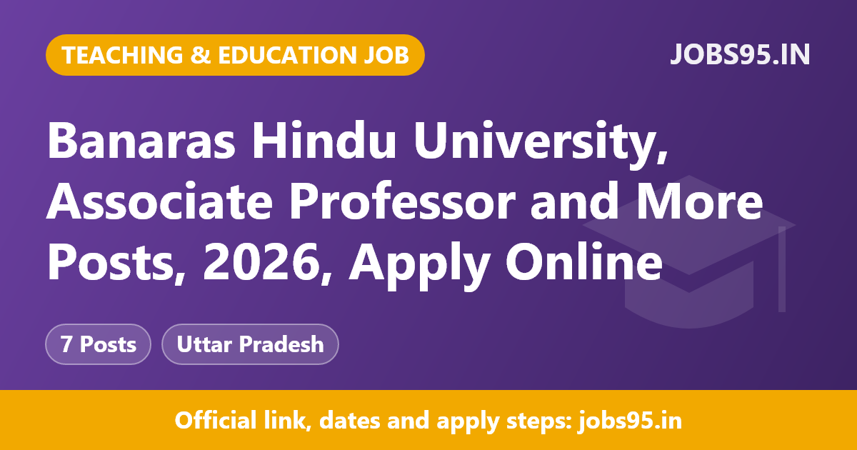 Banaras Hindu University, Associate Professor and More Posts, 2026, Apply Online