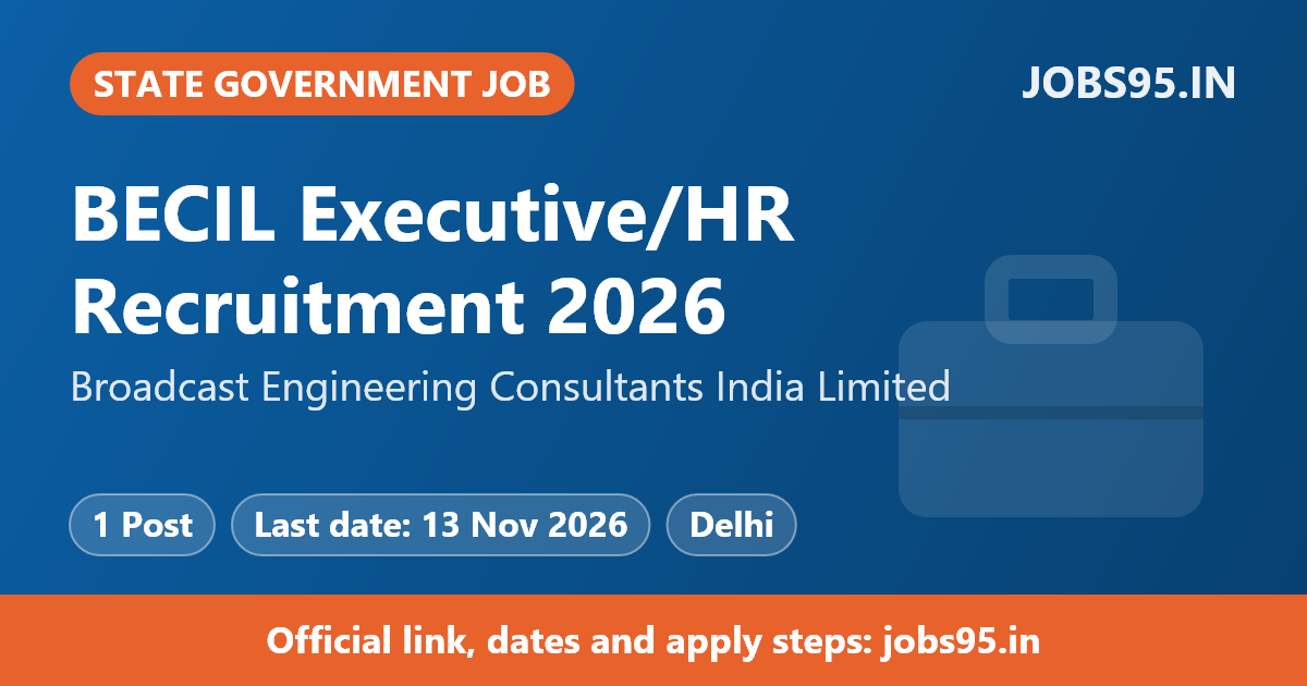 BECIL Executive/HR Recruitment 2026 – Apply Online