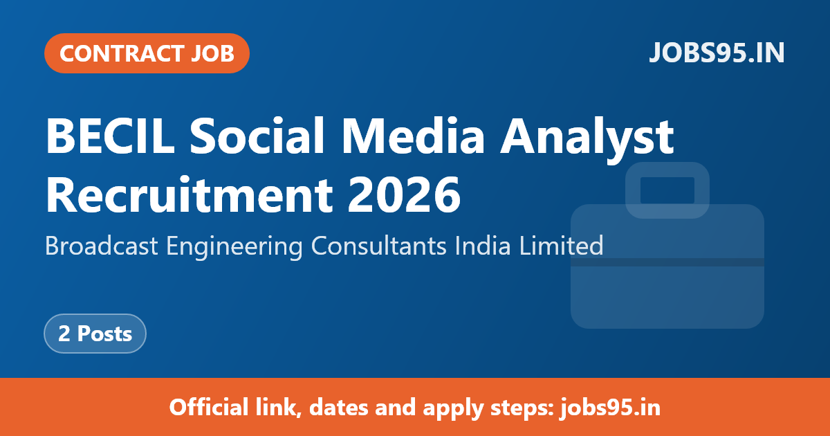 BECIL Social Media Analyst Recruitment 2026 – Apply Online