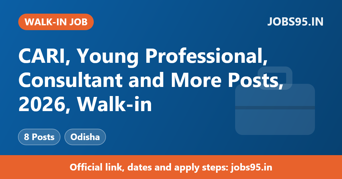 CARI, Young Professional, Consultant and More Posts, 2026, Walk-in