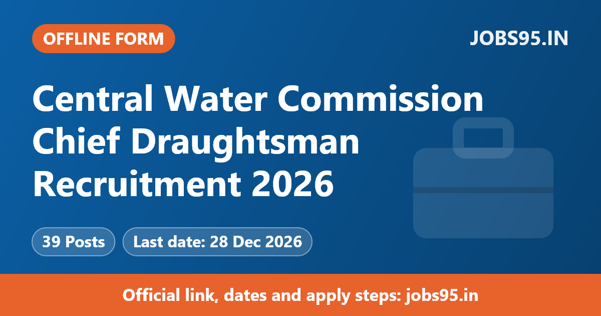 Central Water Commission Chief Draughtsman Recruitment 2026 – Apply Offline