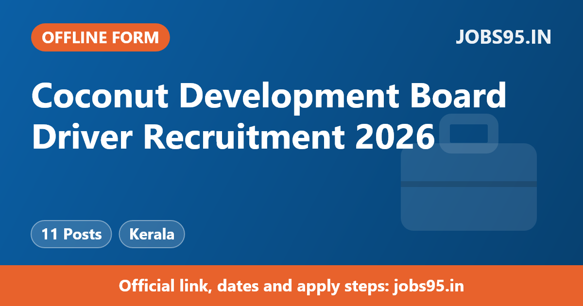 Coconut Development Board Driver Recruitment 2026 - Apply Offline