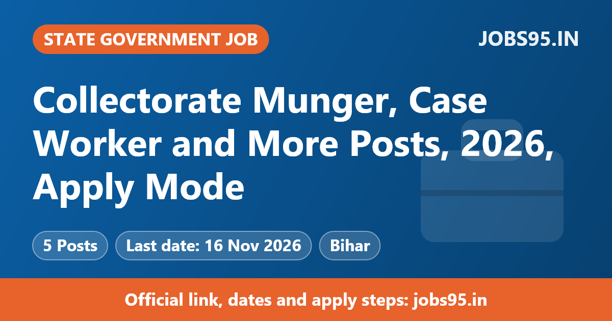 Collectorate Munger, Case Worker and More Posts, 2026, Apply Mode: Email