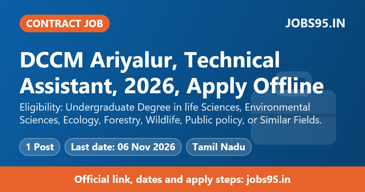 DCCM Ariyalur, Technical Assistant, 2026, Apply Offline