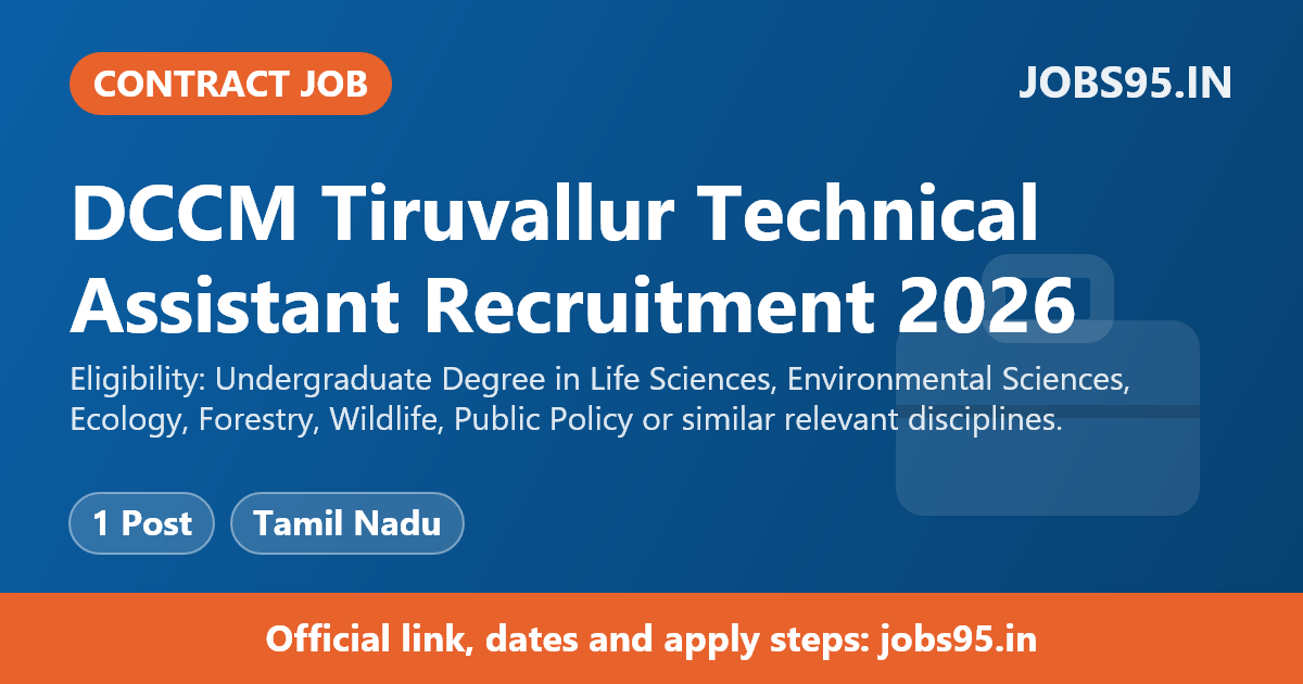 DCCM Tiruvallur Technical Assistant Recruitment 2026 – Apply Online
