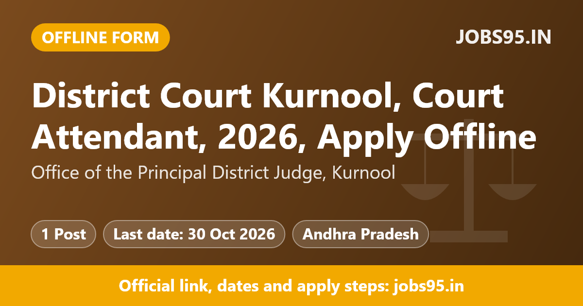 District Court Kurnool, Court Attendant, 2026, Apply Offline