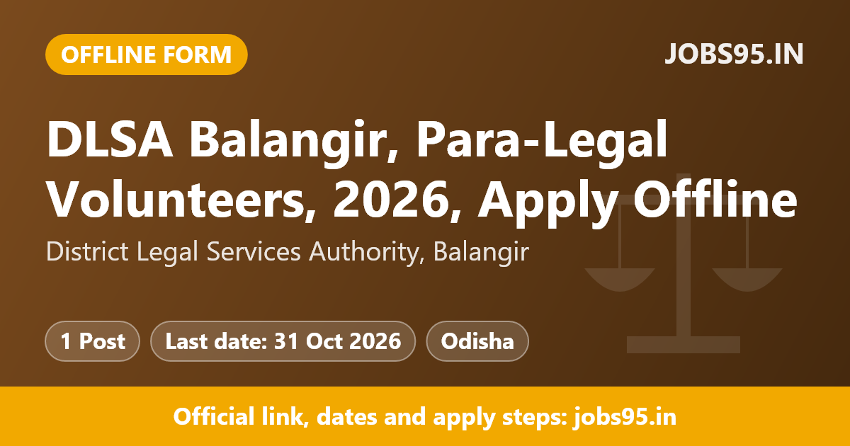 DLSA Balangir, Para-Legal Volunteers, 2026, Apply Offline