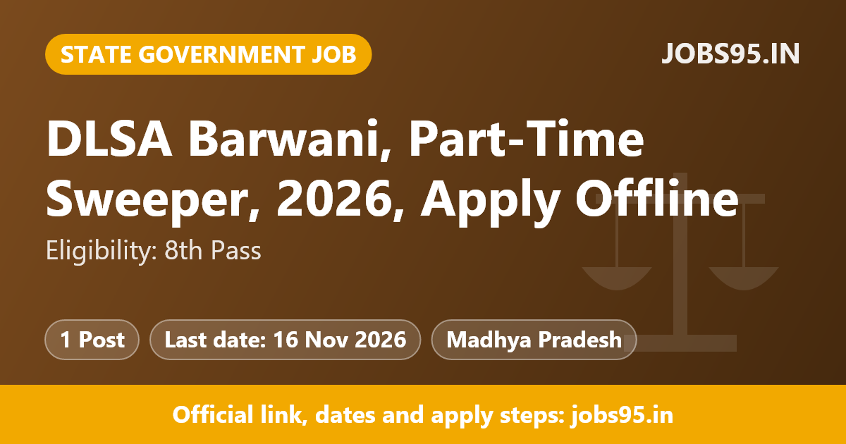 DLSA Barwani, Part-Time Sweeper, 2026, Apply Offline