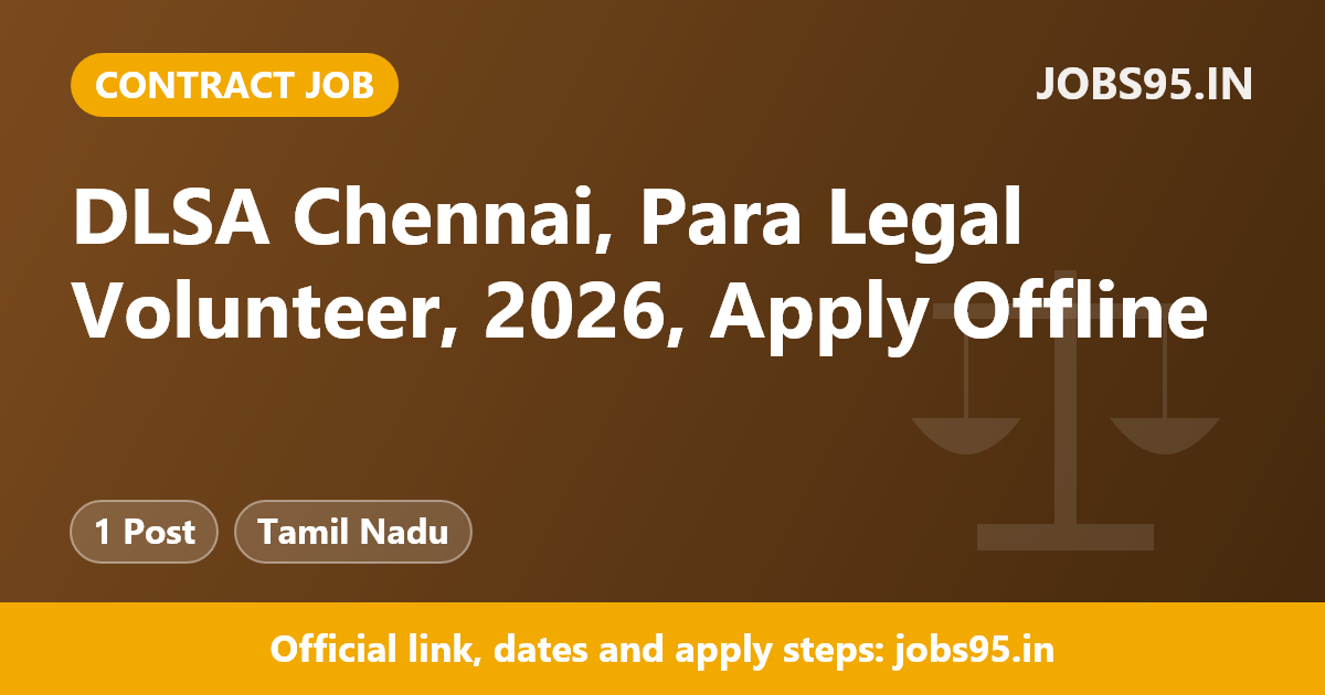 DLSA Chennai, Para Legal Volunteer, 2026, Apply Offline