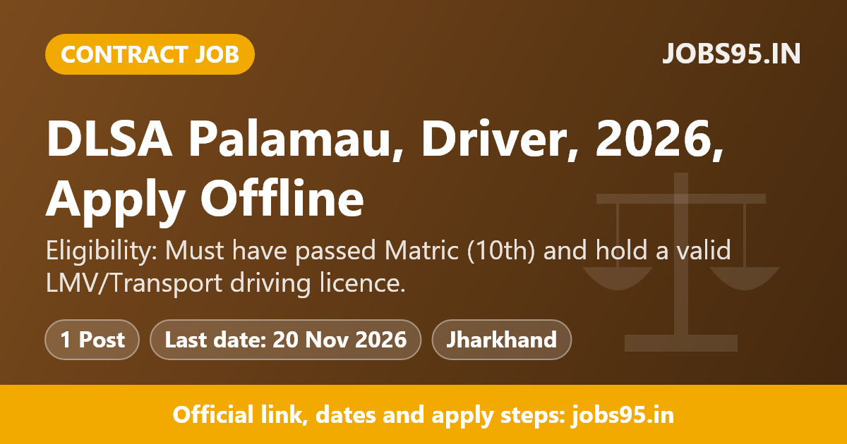 DLSA Palamau, Driver, 2026, Apply Offline