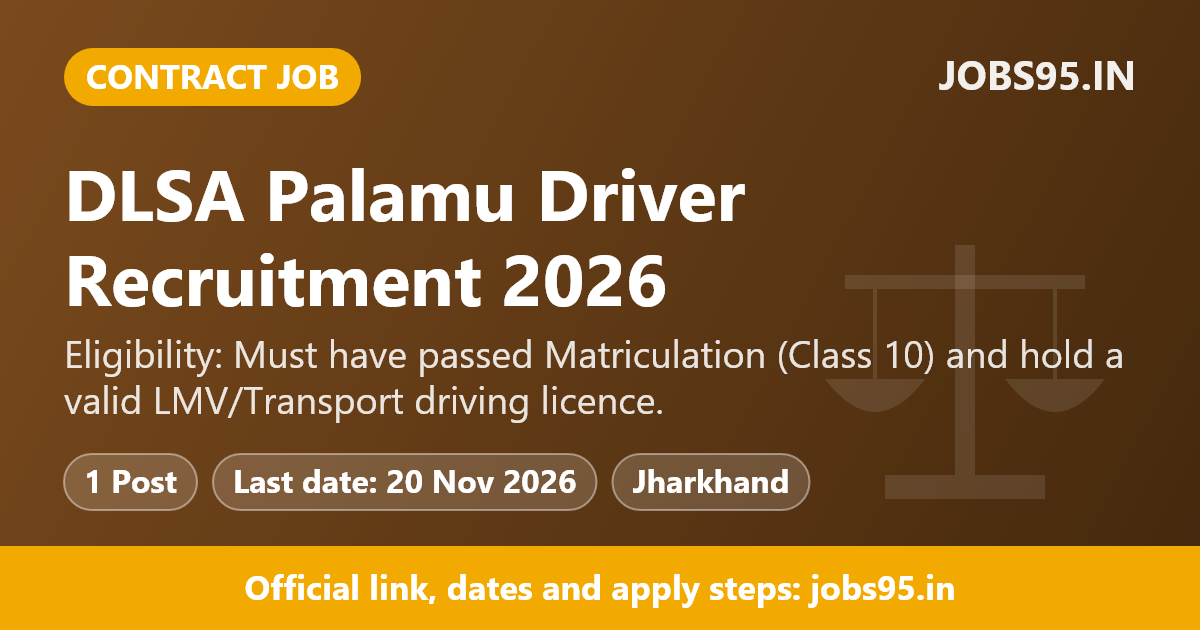 DLSA Palamu Driver Recruitment 2026 – Apply Offline