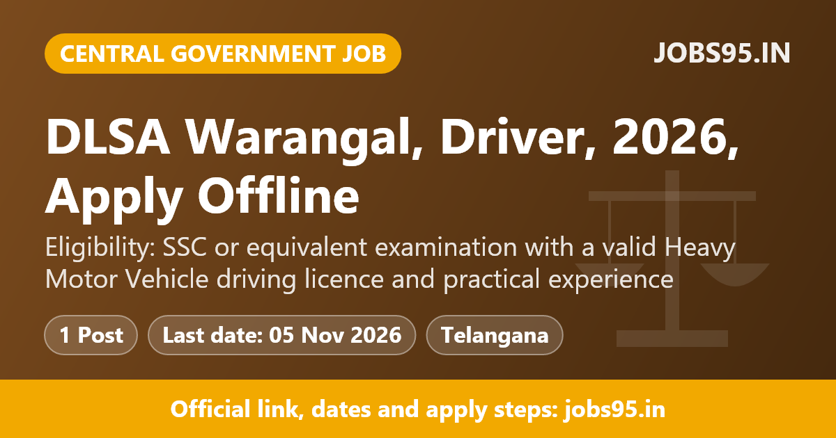 DLSA Warangal, Driver, 2026, Apply Offline