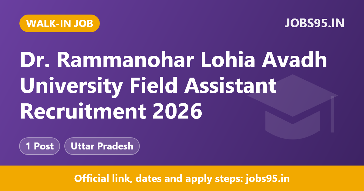 Dr. Rammanohar Lohia Avadh University Field Assistant Recruitment 2026 – Walkin