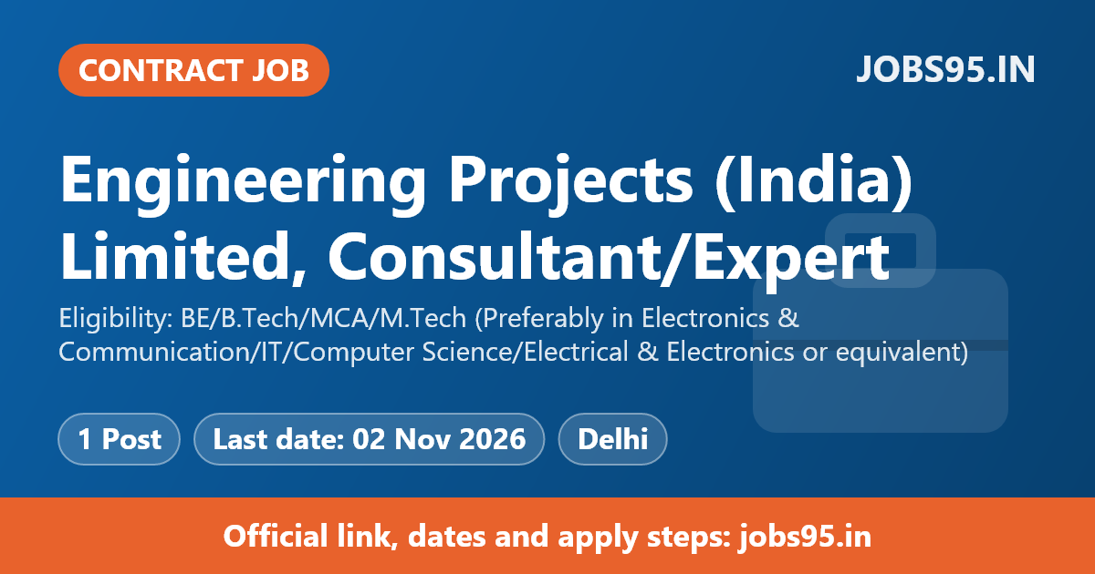 Engineering Projects (India) Limited, Consultant/Expert - IT, 2026, Apply Offline