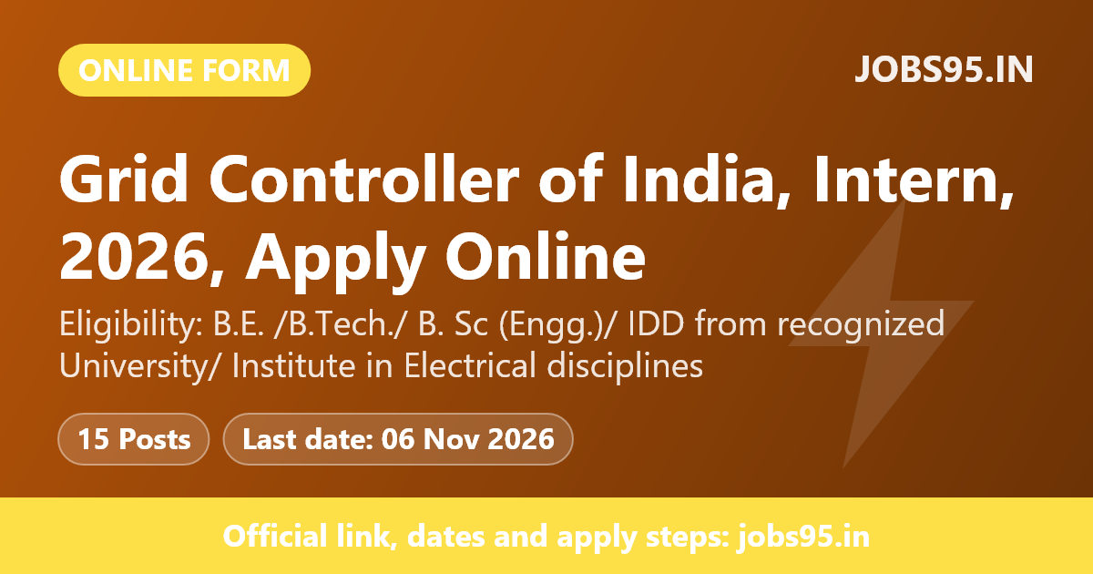 Grid Controller of India, Intern, 2026, Apply Online
