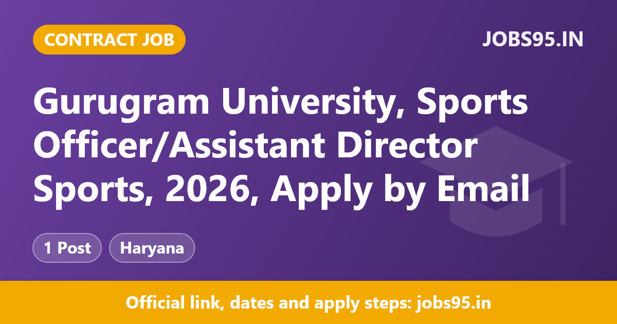 Gurugram University, Sports Officer/Assistant Director Sports, 2026, Apply by Email