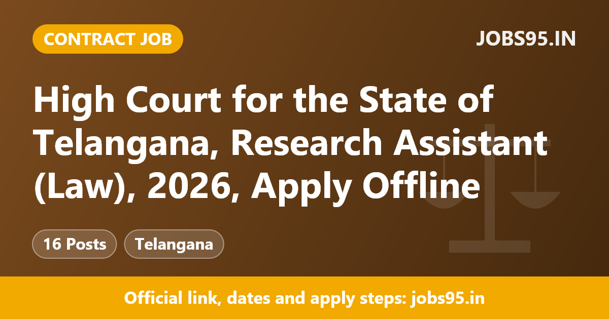High Court for the State of Telangana, Research Assistant (Law), 2026, Apply Offline