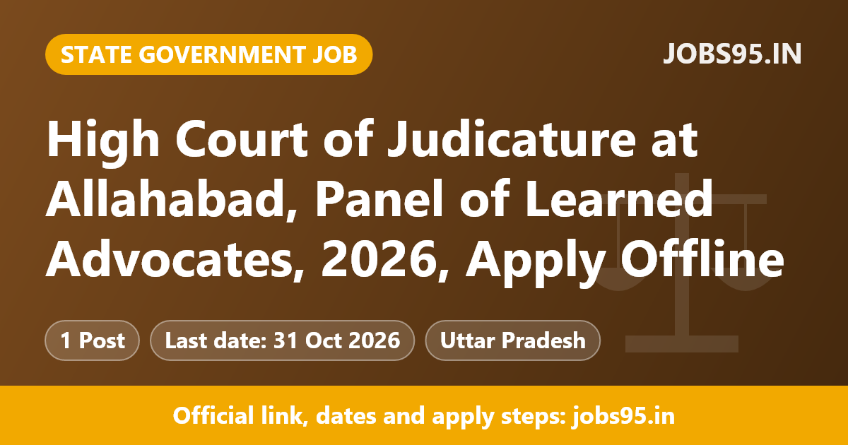 High Court of Judicature at Allahabad, Panel of Learned Advocates, 2026, Apply Offline
