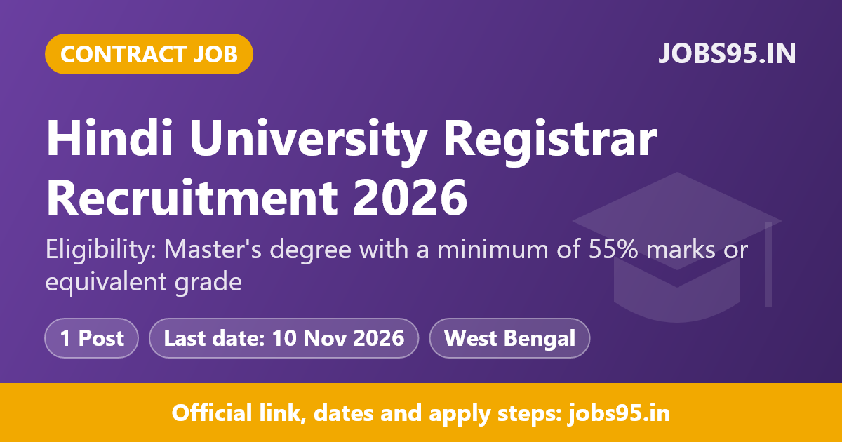 Hindi University Registrar Recruitment 2026 – Apply Online