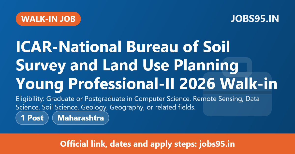 ICAR-National Bureau of Soil Survey and Land Use Planning Young Professional-II 2026 Walk-in