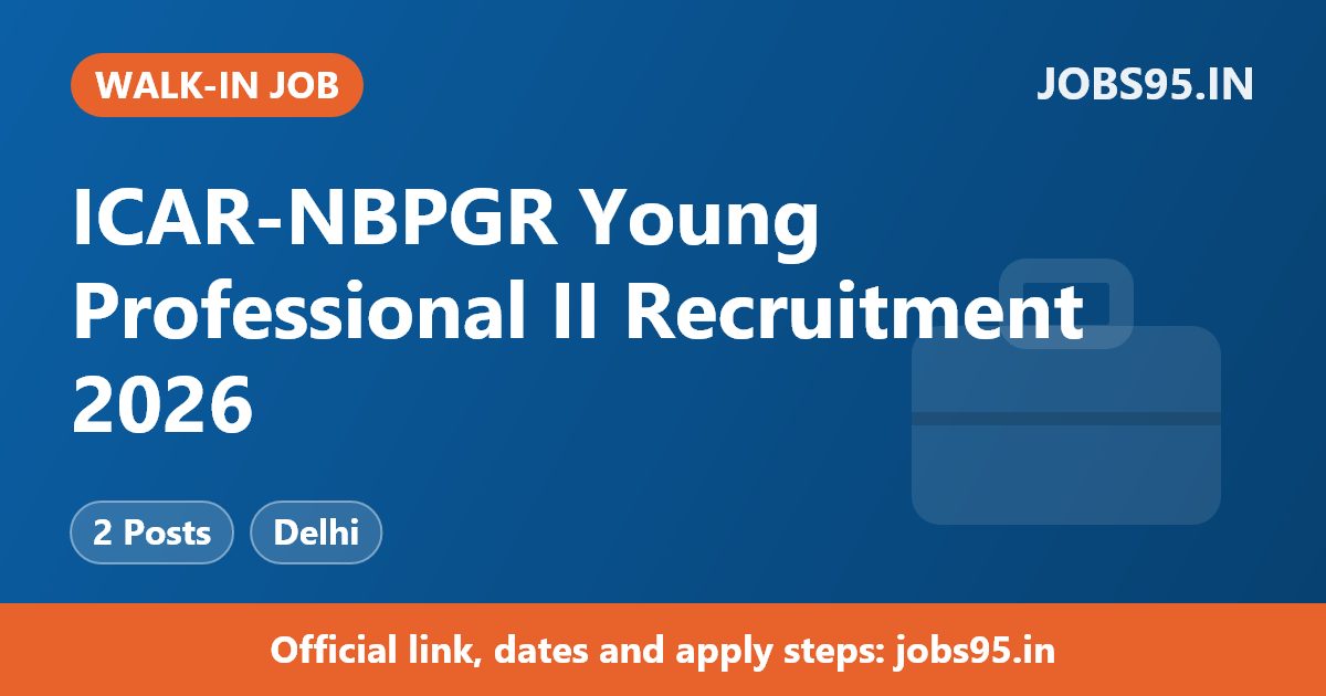 ICAR-NBPGR Young Professional II Recruitment 2026 – Walkin