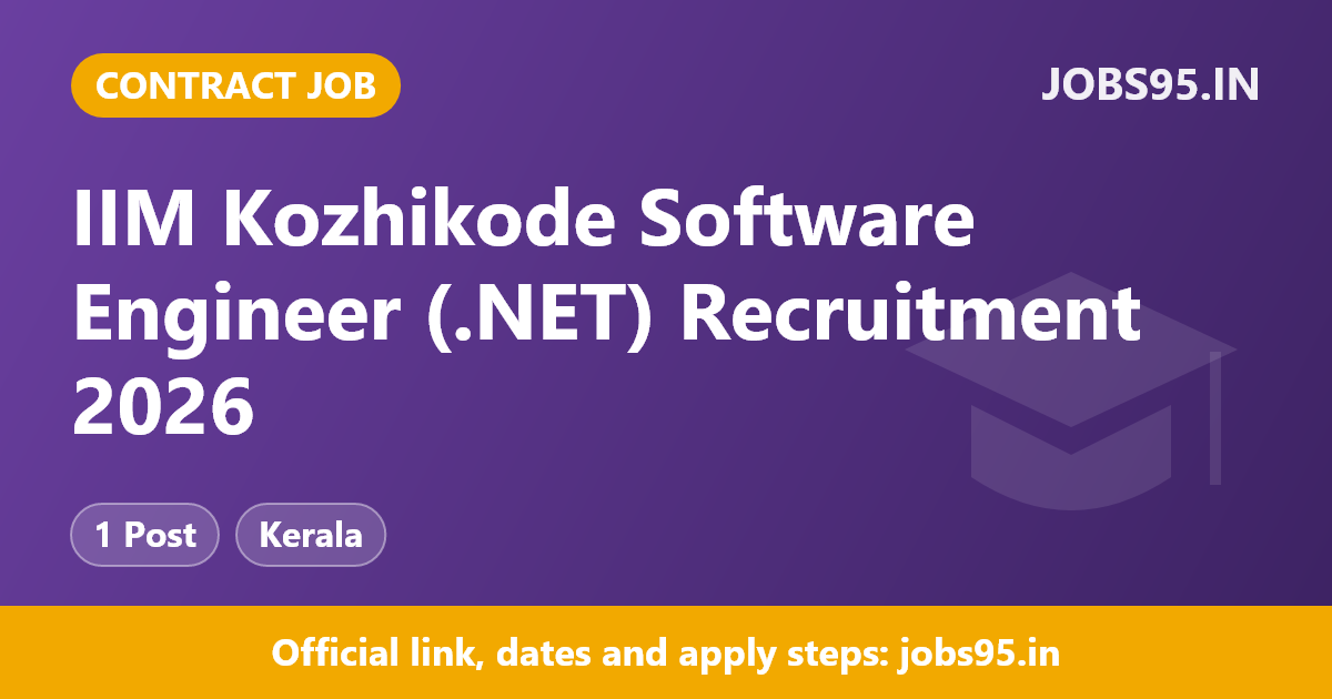 IIM Kozhikode Software Engineer (.NET) Recruitment 2026 – Apply Online