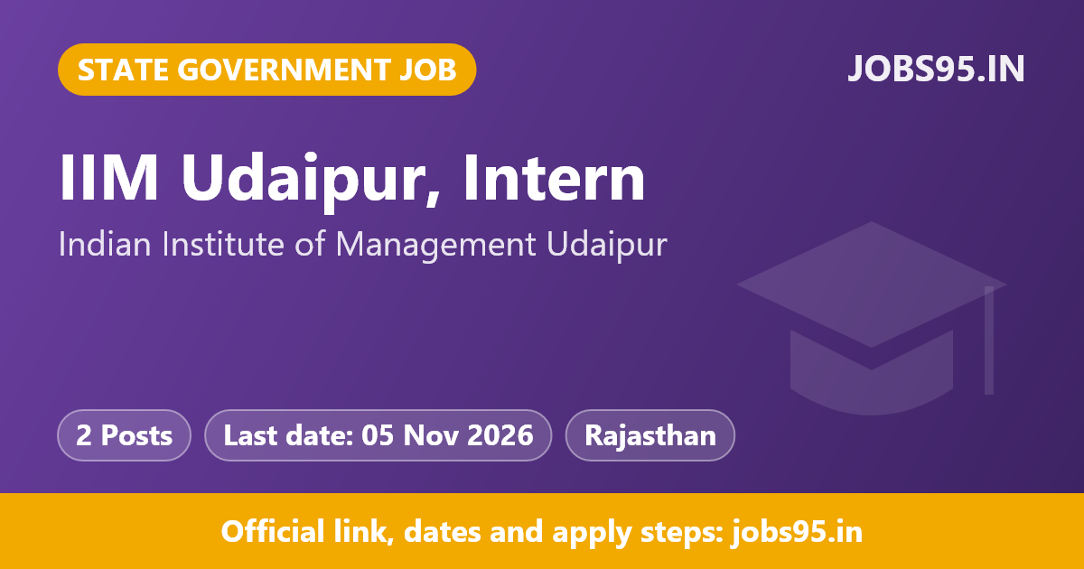IIM Udaipur, Intern – Executive Education, 2026, Apply Online