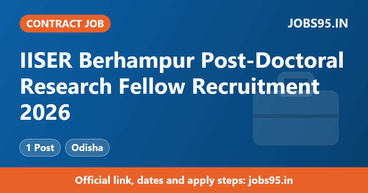 IISER Berhampur Post-Doctoral Research Fellow Recruitment 2026 – Apply Online