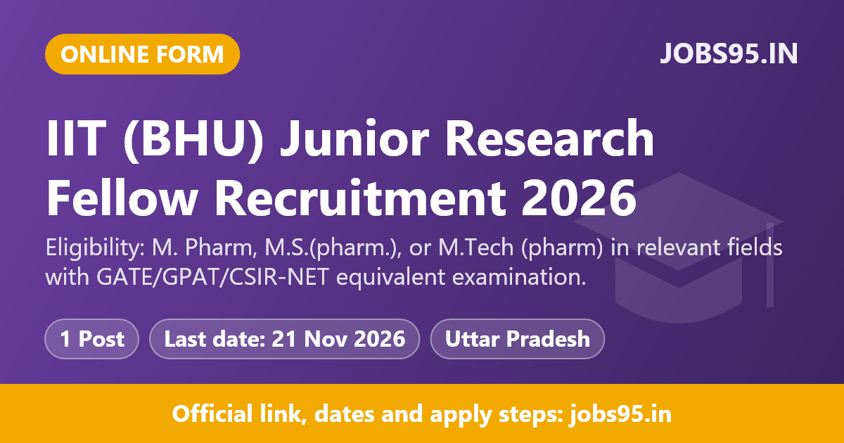 IIT (BHU) Junior Research Fellow Recruitment 2026 – Apply Online