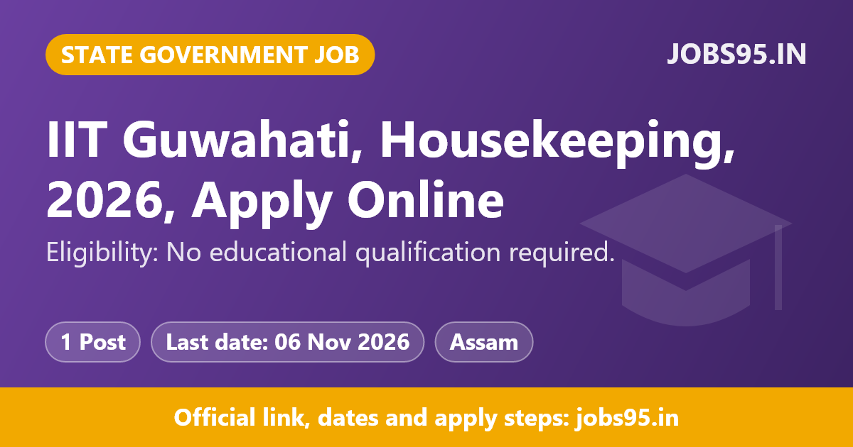 IIT Guwahati, Housekeeping, 2026, Apply Online