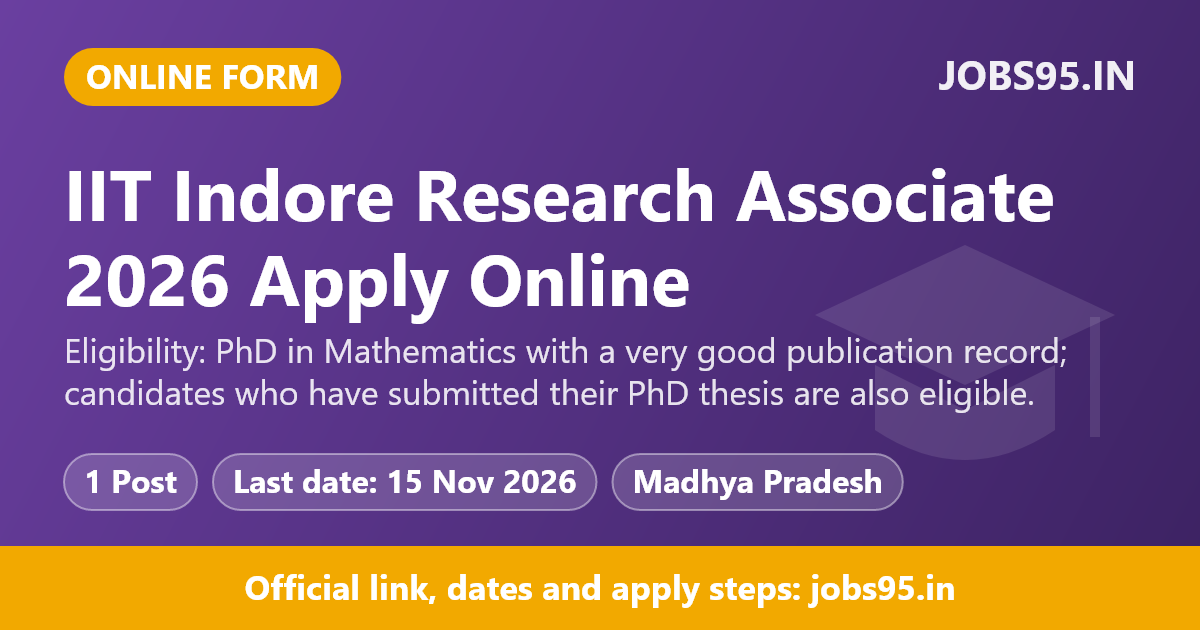 IIT Indore Research Associate 2026 Apply Online