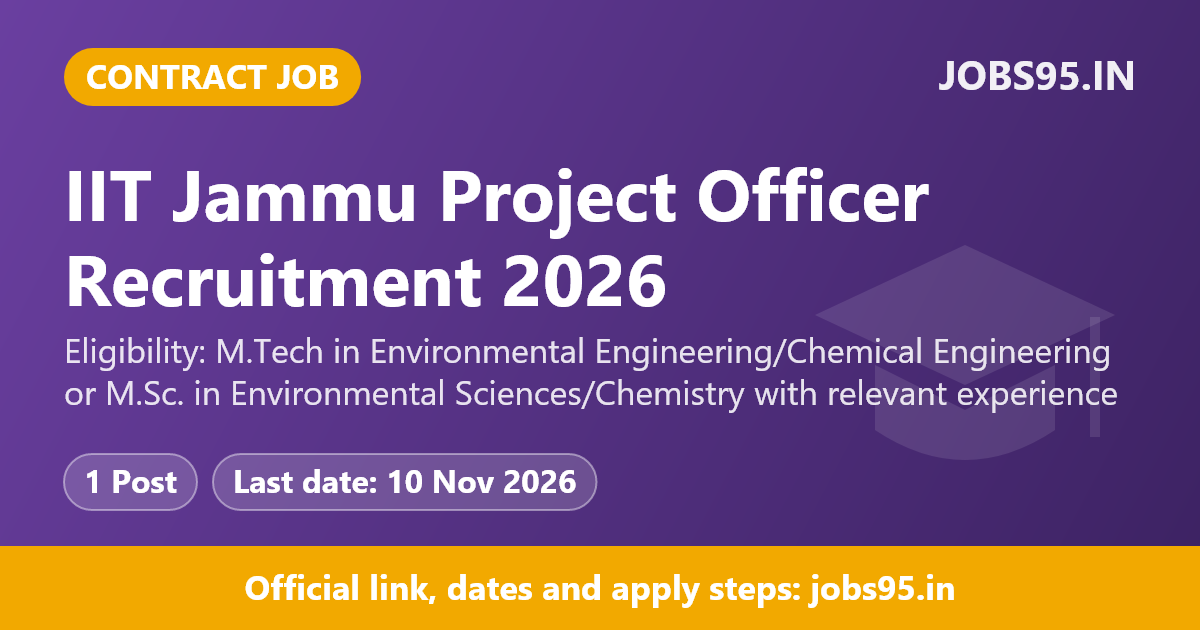 IIT Jammu Project Officer Recruitment 2026 – Apply Online