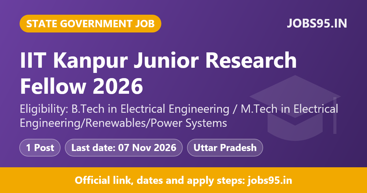 IIT Kanpur Junior Research Fellow 2026 – Apply Online