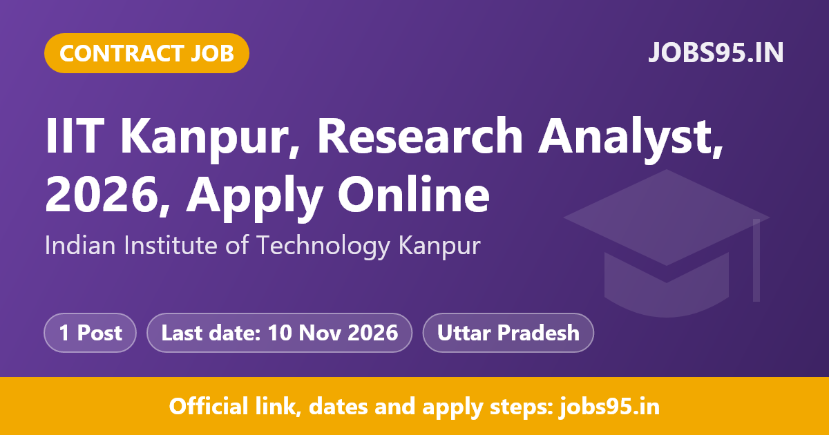IIT Kanpur, Research Analyst, 2026, Apply Online