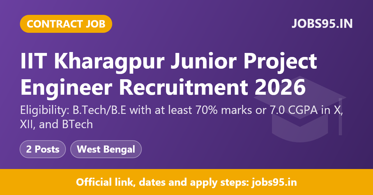 IIT Kharagpur Junior Project Engineer Recruitment 2026 – Apply Online