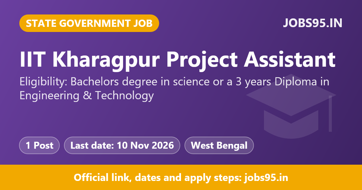 IIT Kharagpur Project Assistant - Technical Recruitment 2026 – Apply Online