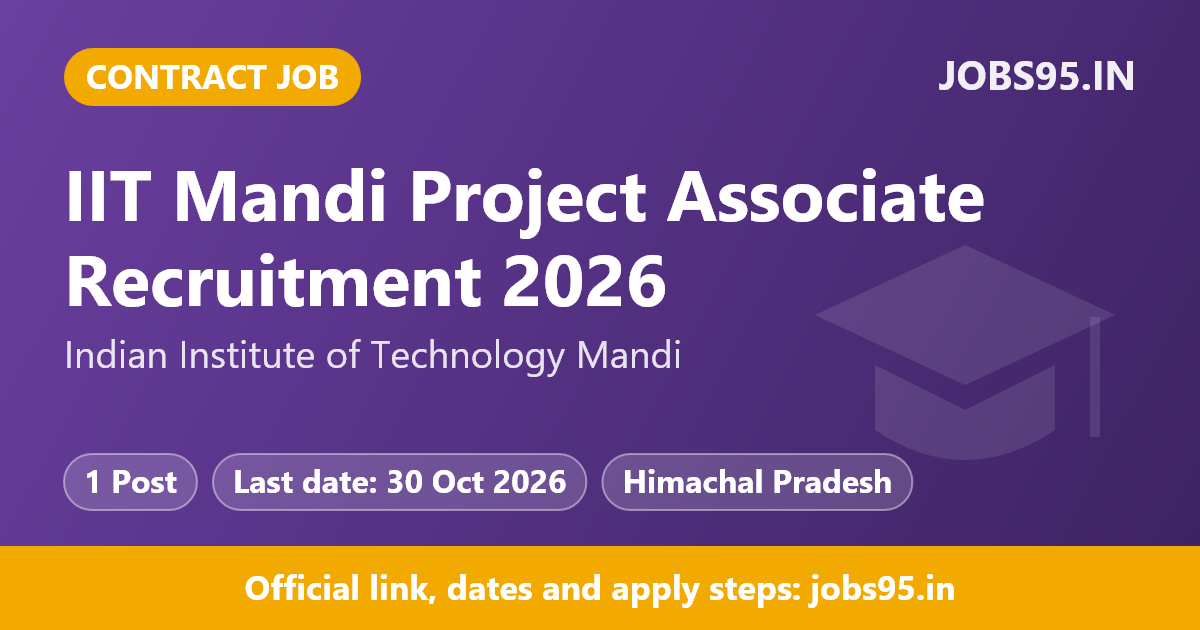 IIT Mandi Project Associate Recruitment 2026 – Apply Online