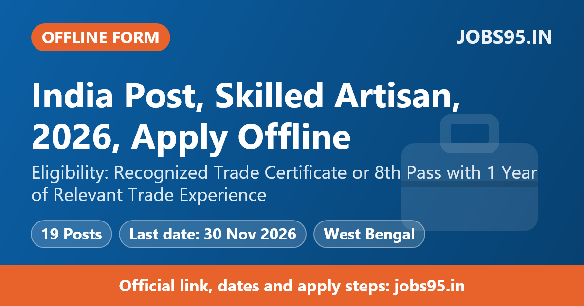 India Post, Skilled Artisan, 2026, Apply Offline