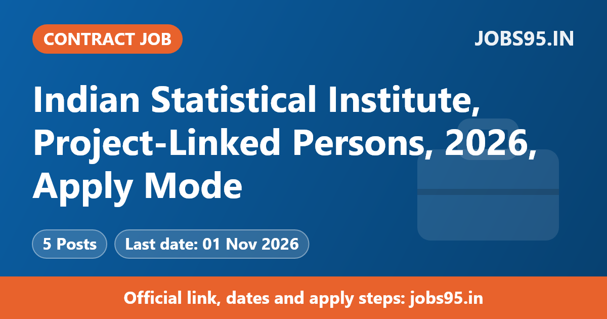 Indian Statistical Institute, Project-Linked Persons, 2026, Apply Mode: Email
