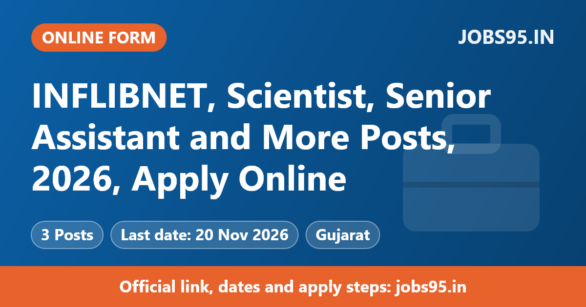 INFLIBNET, Scientist, Senior Assistant and More Posts, 2026, Apply Online
