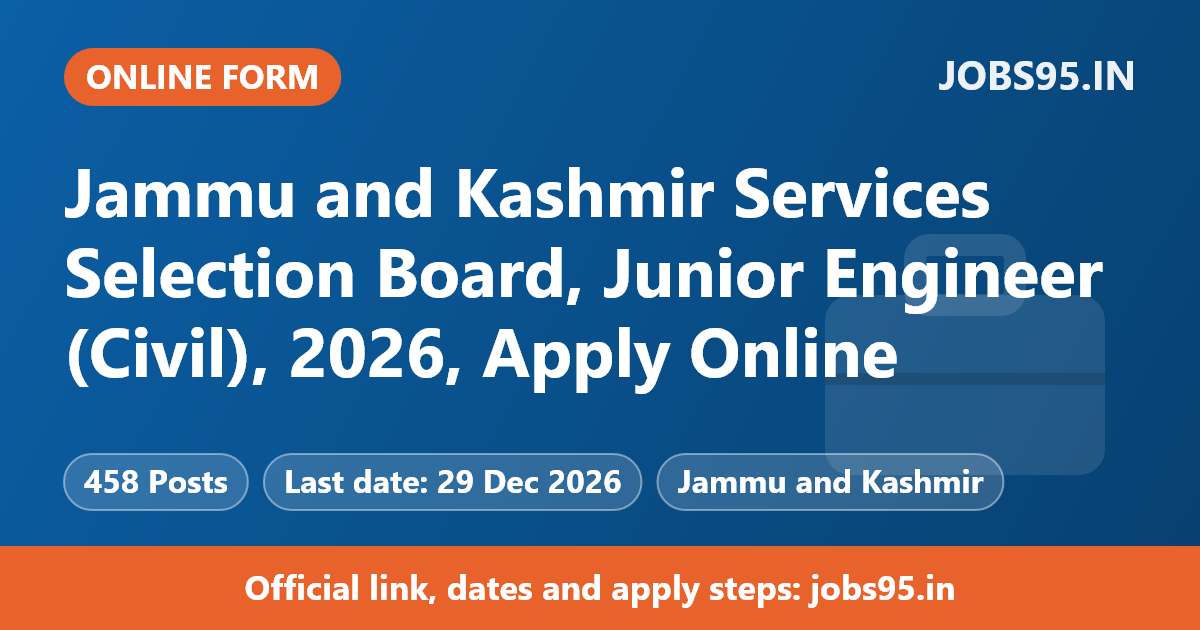 Jammu and Kashmir Services Selection Board, Junior Engineer (Civil), 2026, Apply Online