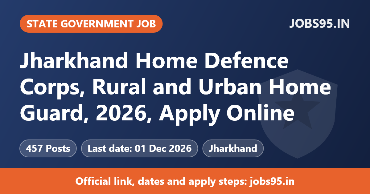 Jharkhand Home Defence Corps, Rural and Urban Home Guard, 2026, Apply Online