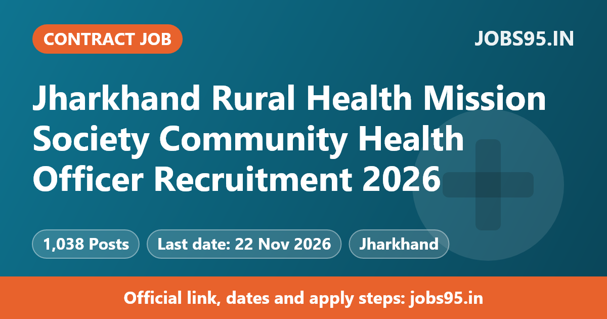 Jharkhand Rural Health Mission Society Community Health Officer Recruitment 2026 – Apply Online