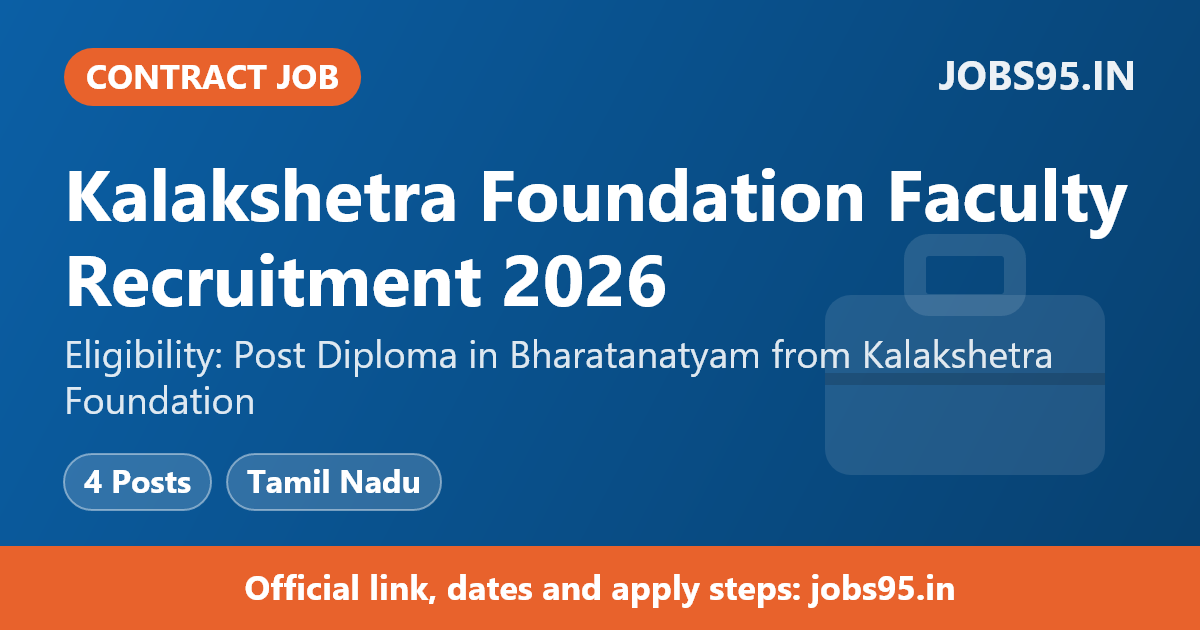 Kalakshetra Foundation Faculty Recruitment 2026 – Apply Offline