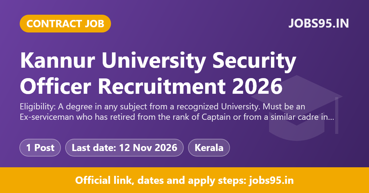 Kannur University Security Officer Recruitment 2026 – Apply Online