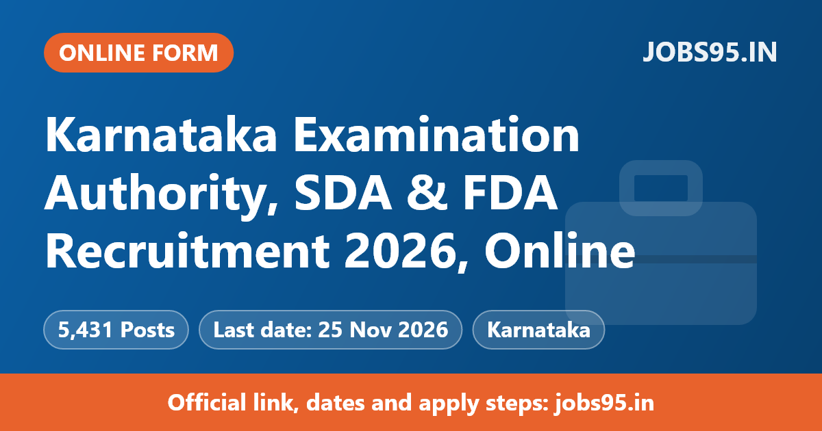 Karnataka Examination Authority, SDA & FDA Recruitment 2026, Online